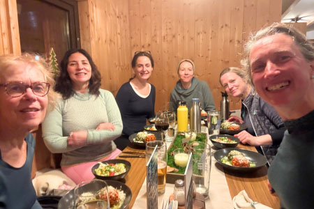 Women enjoying Bavarian food