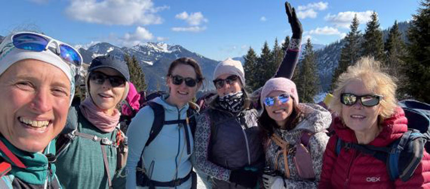 Winter Hut Weekend Women Hikers