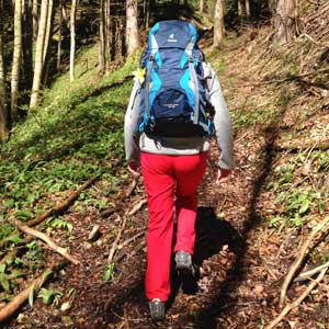 Hiker with long trousers