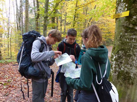 Group of teenagers in the woods