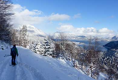 Mountains with snowshoe goers